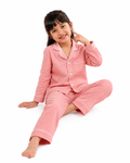 Classic Blush Pink Muslin Kids Night Suit