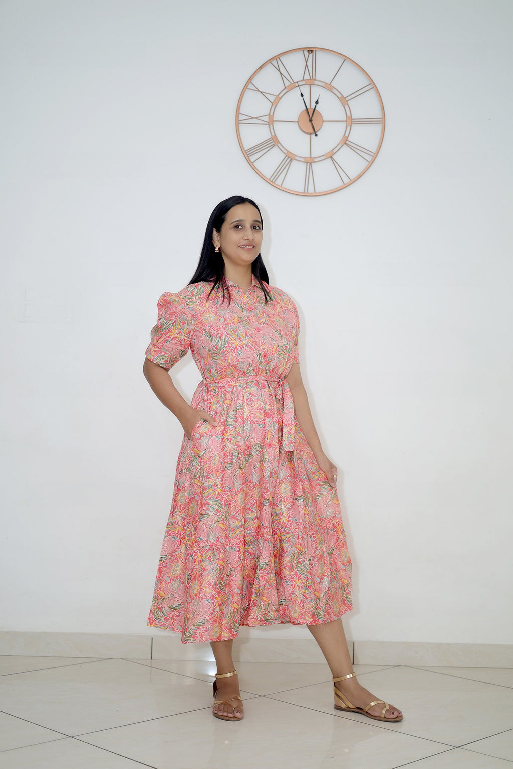 Rosy Whispers Floral Maxi Dress