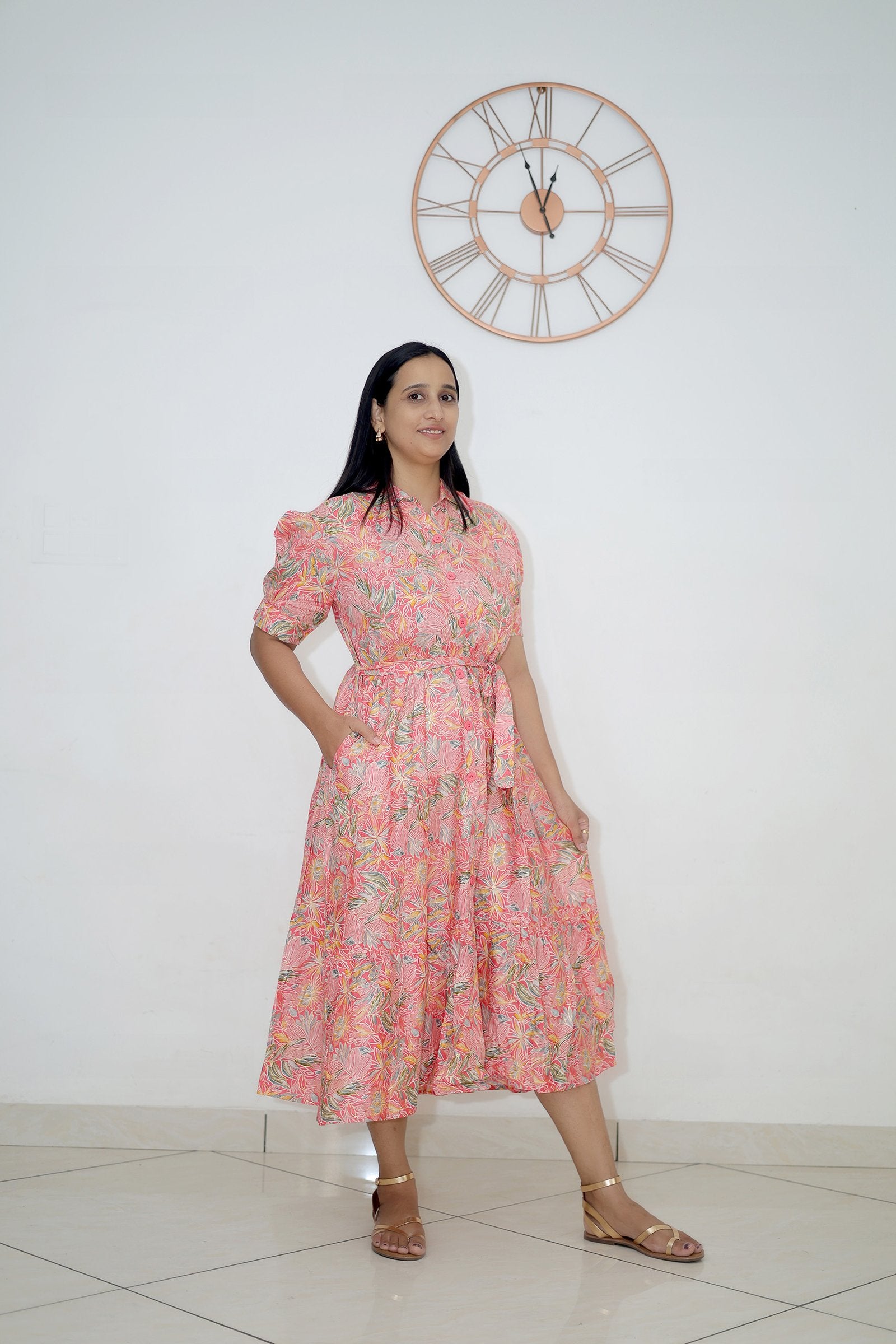 Rosy Whispers Floral Maxi Dress