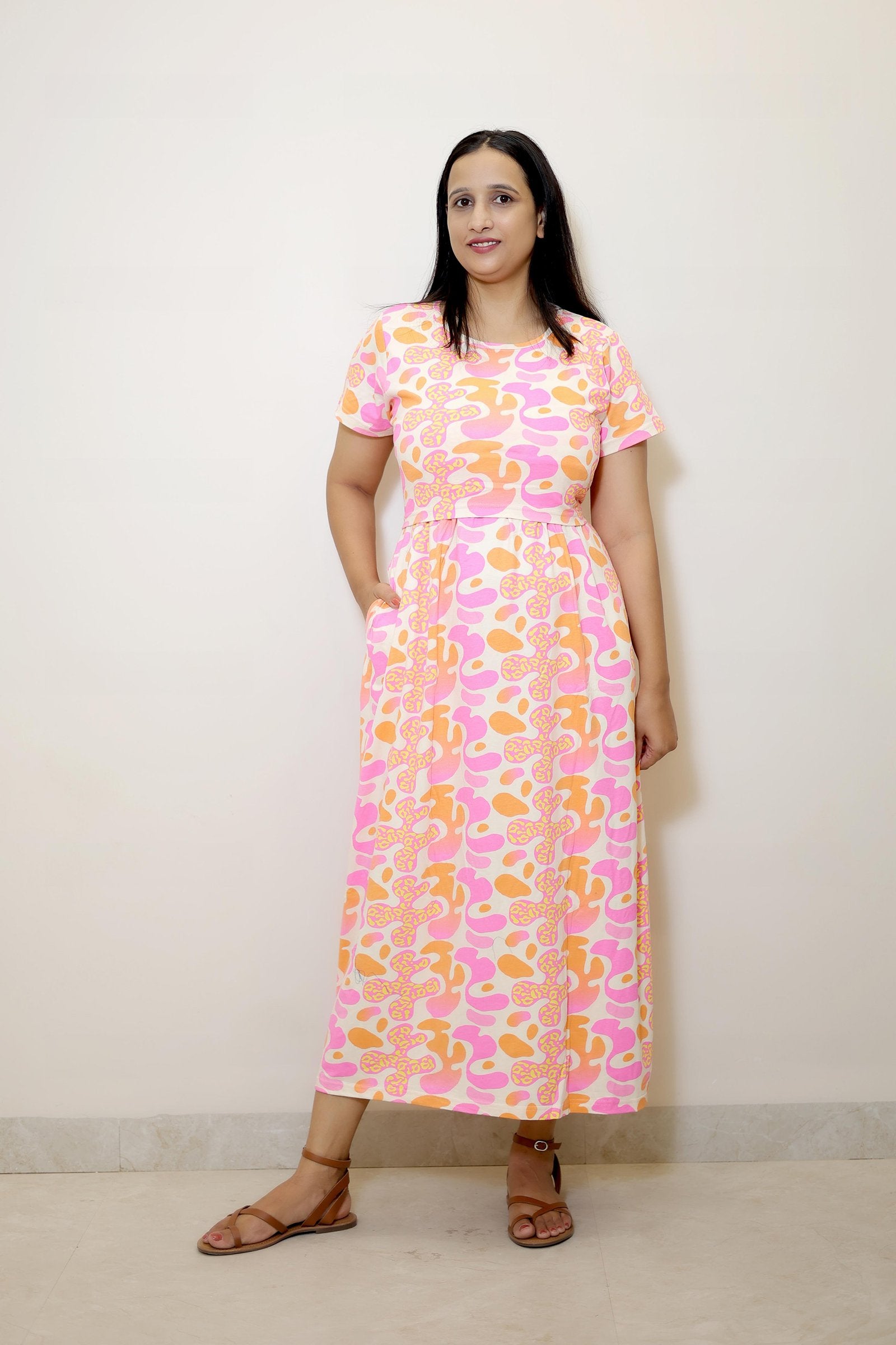 Sunset Bloom Nursing Maxi Dress