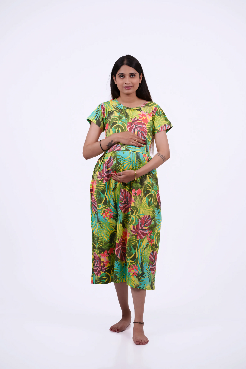 Vibrant Tropical Maternity Dress