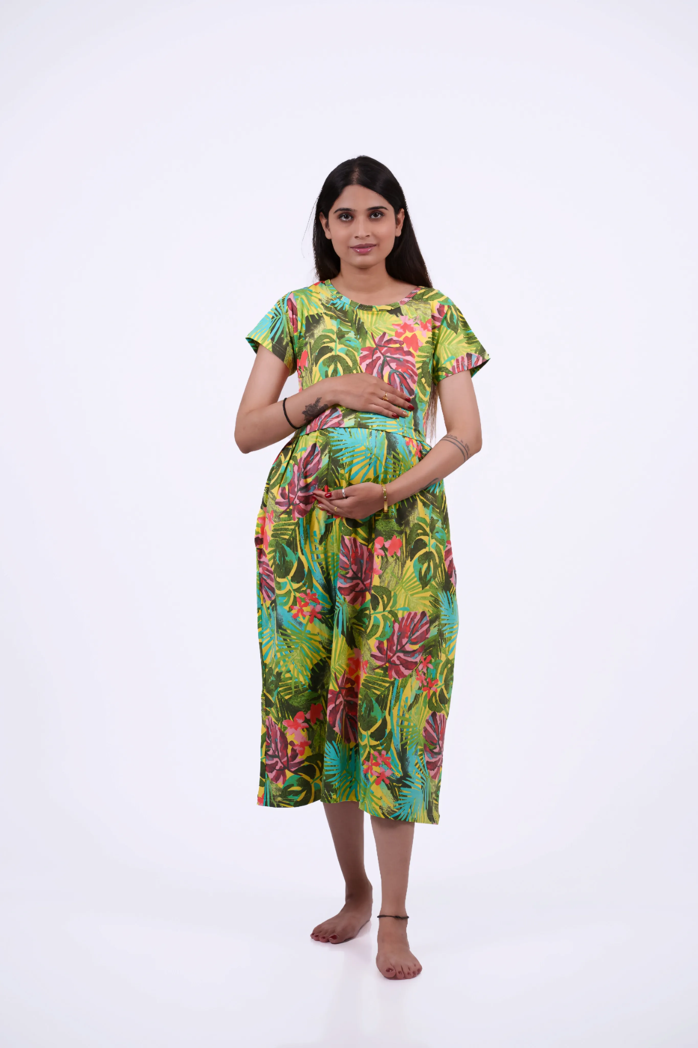 Vibrant Tropical Maternity Dress