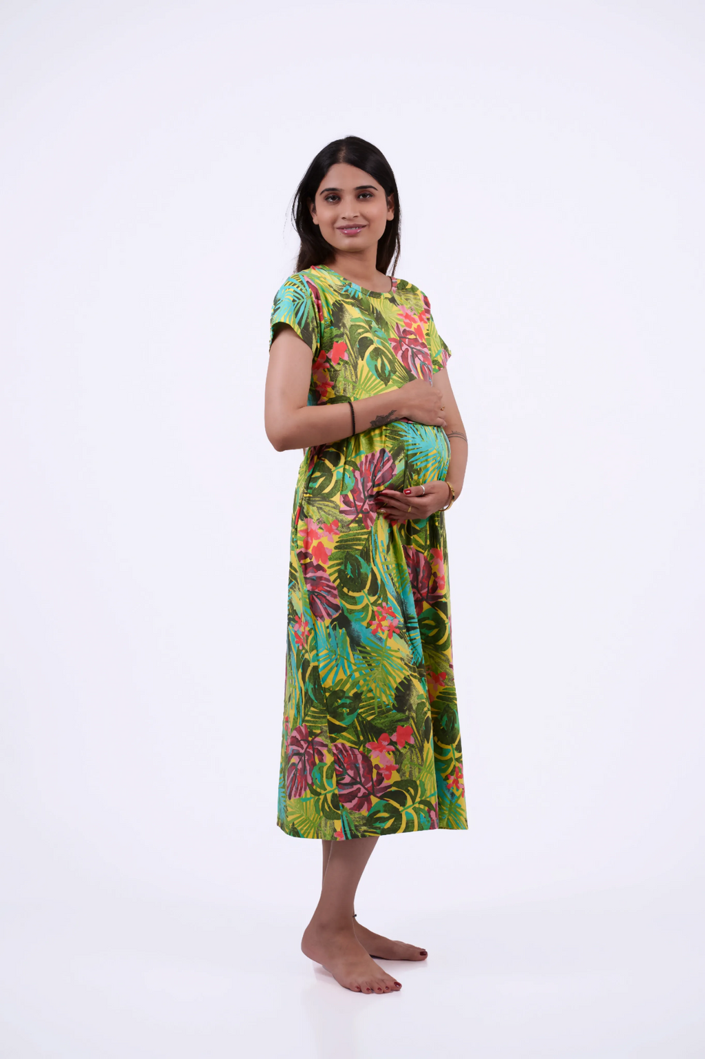 Vibrant Tropical Maternity Dress