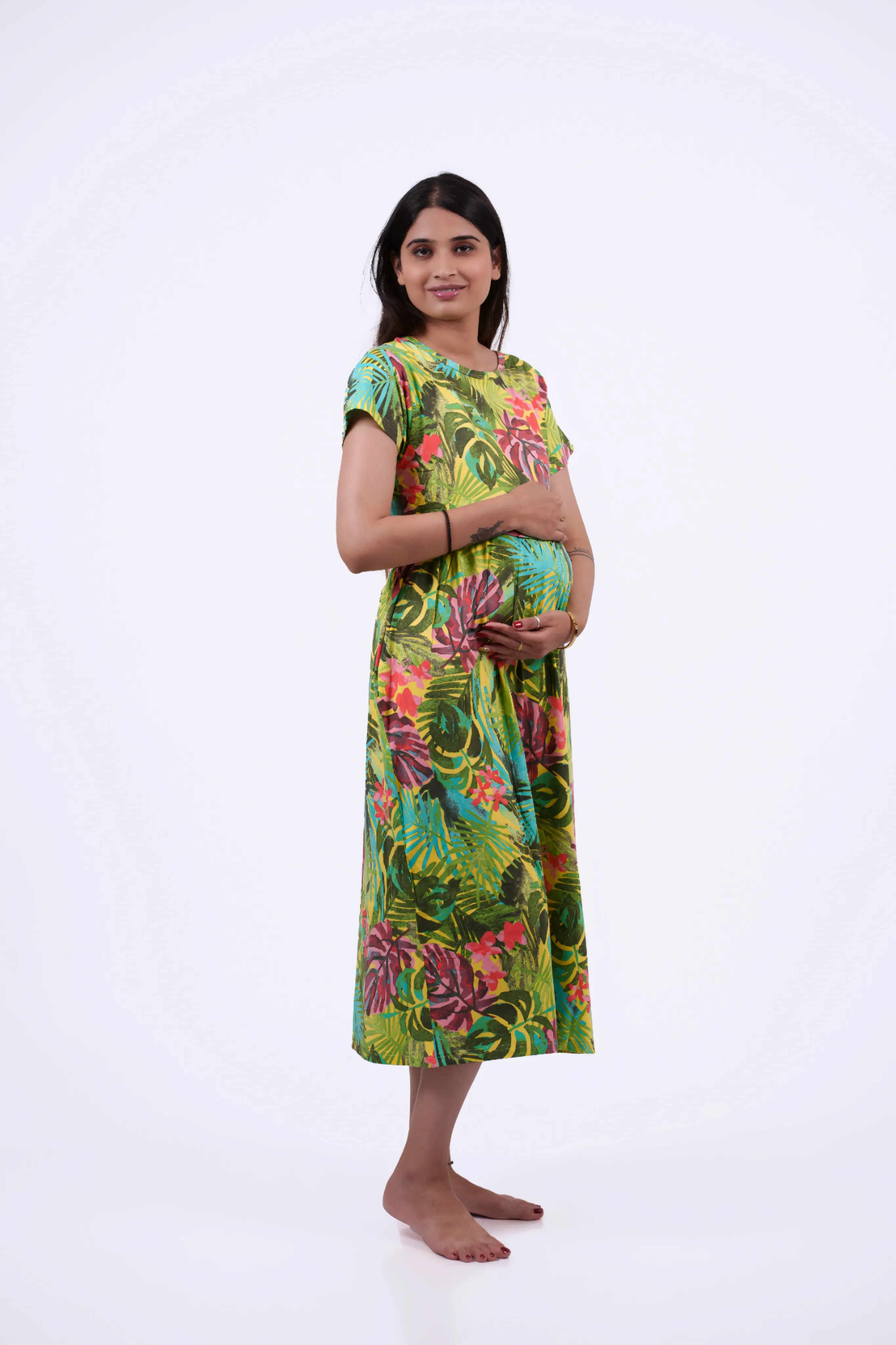 Vibrant Tropical Maternity Dress