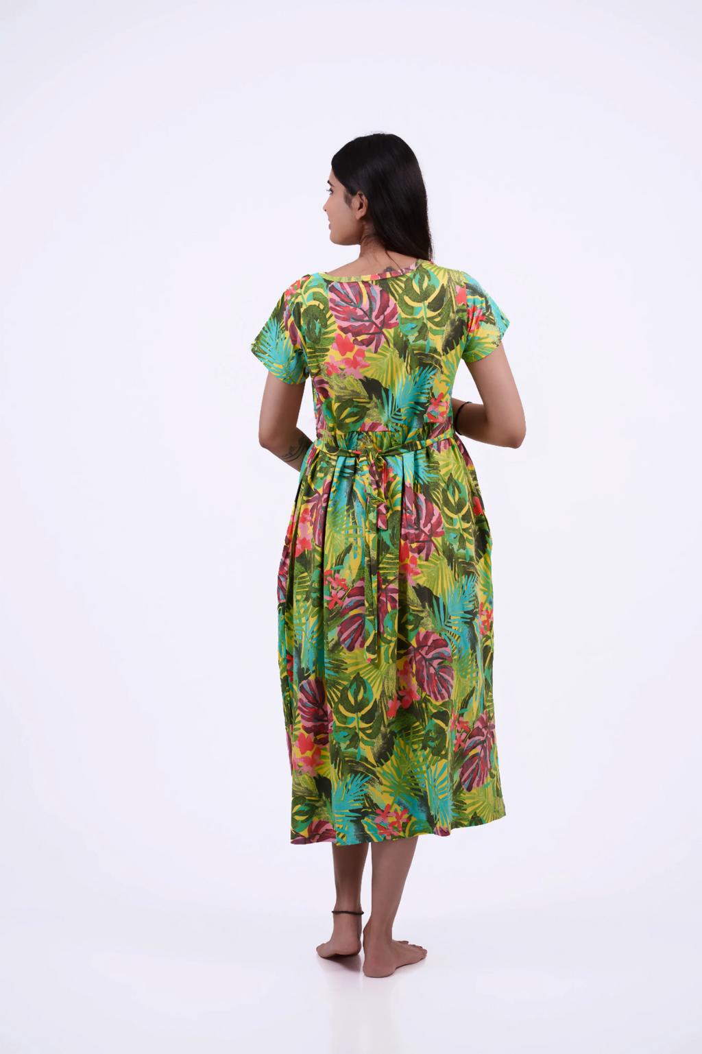 Vibrant Tropical Maternity Dress