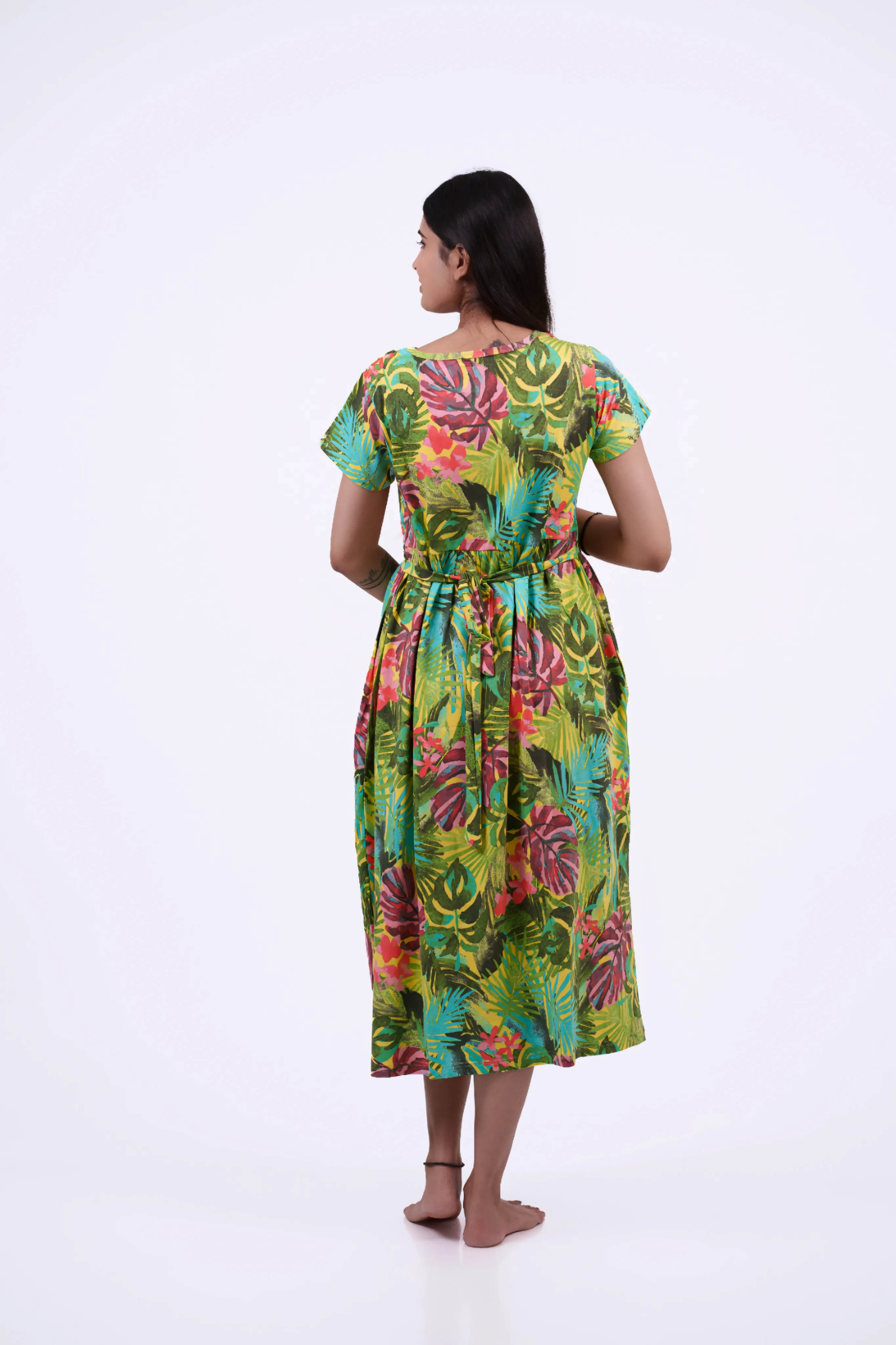 Vibrant Tropical Maternity Dress