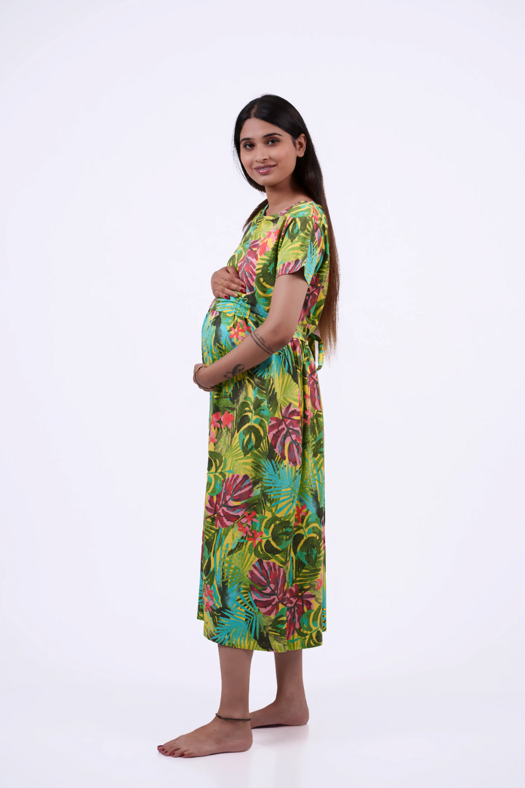 Vibrant Tropical Maternity Dress