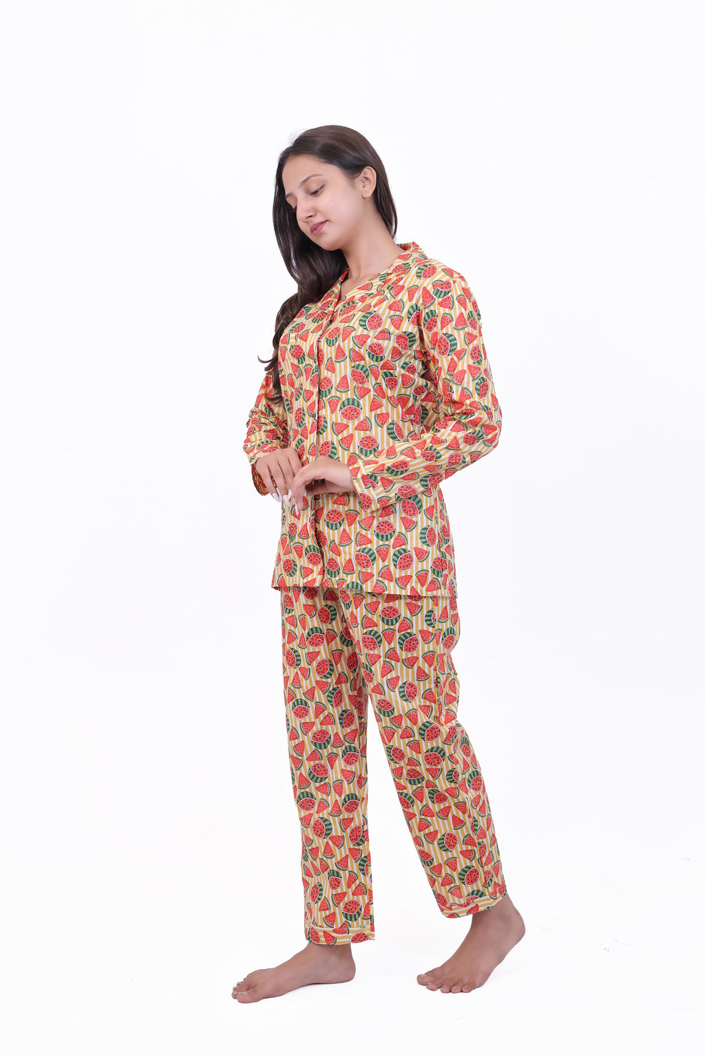 Watermelon Print Cotton Pajama Set