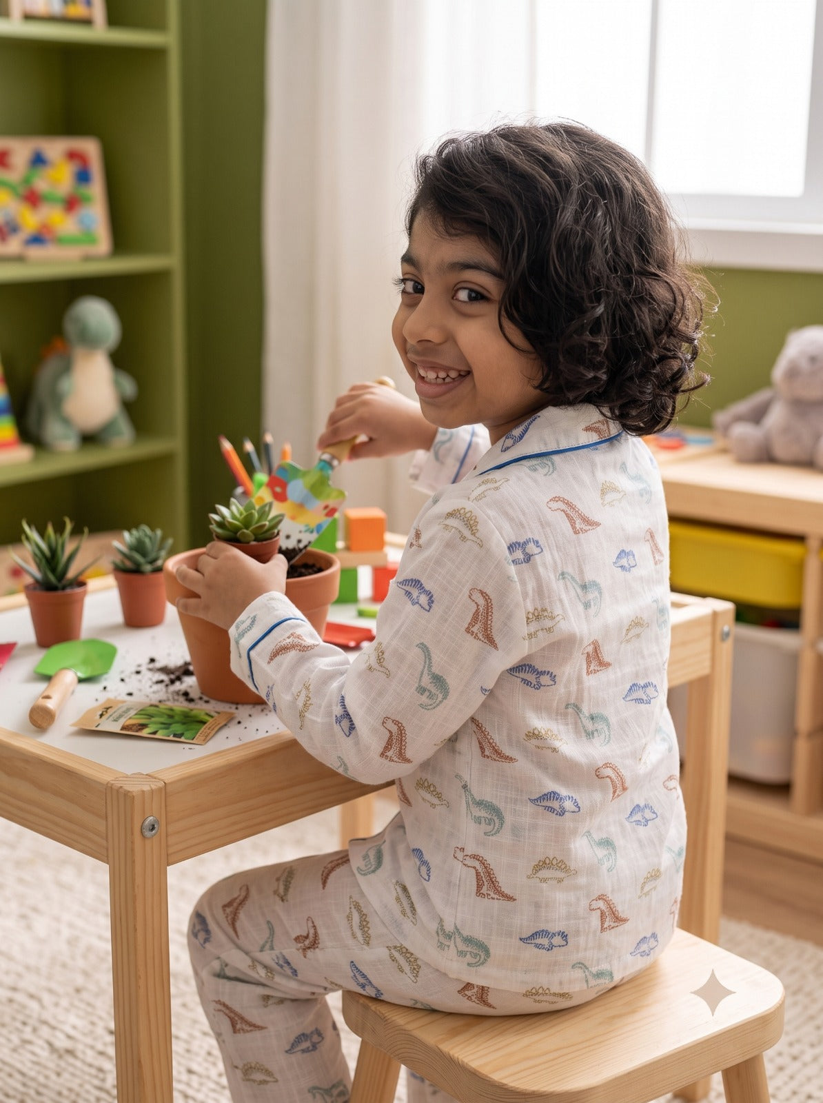 Dino Dreams Kids Cotton Night Suit