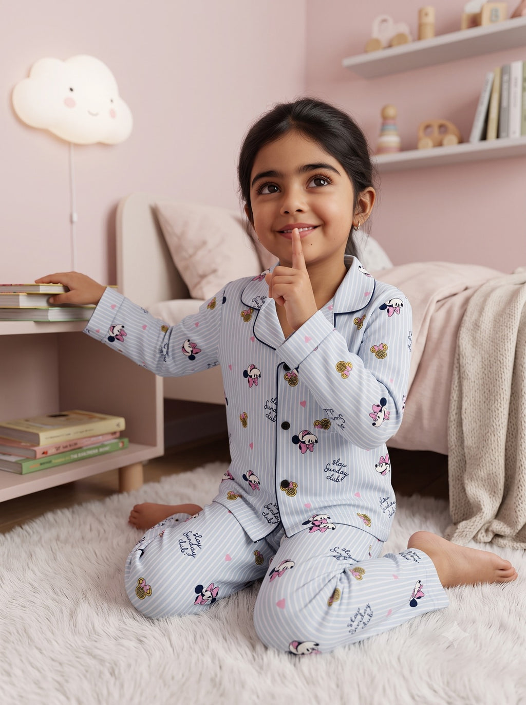 Minnie Love Print Cotton Night Suit