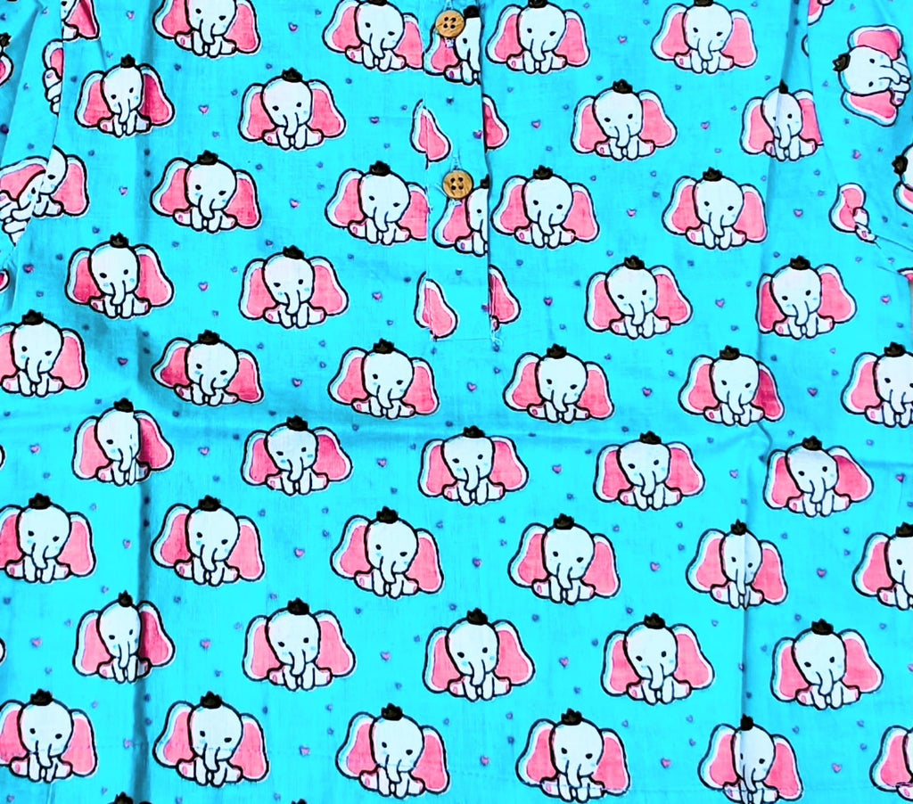 Cute Elephant Print Cotton Night Suit
