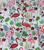 White Flamingo Print Cotton Night Suit