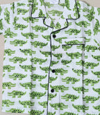 White & Green Crocodile Print
