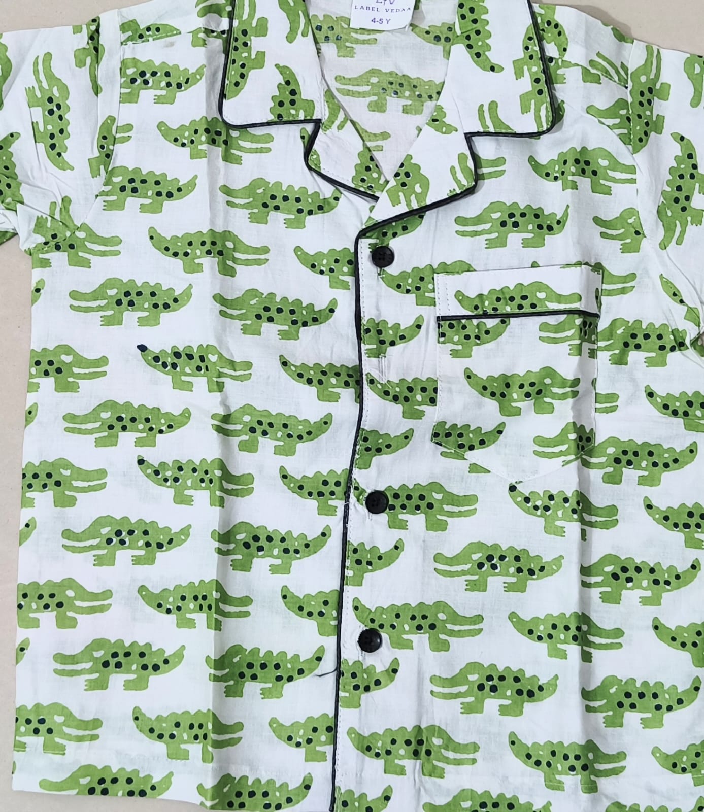 White & Green Crocodile Print