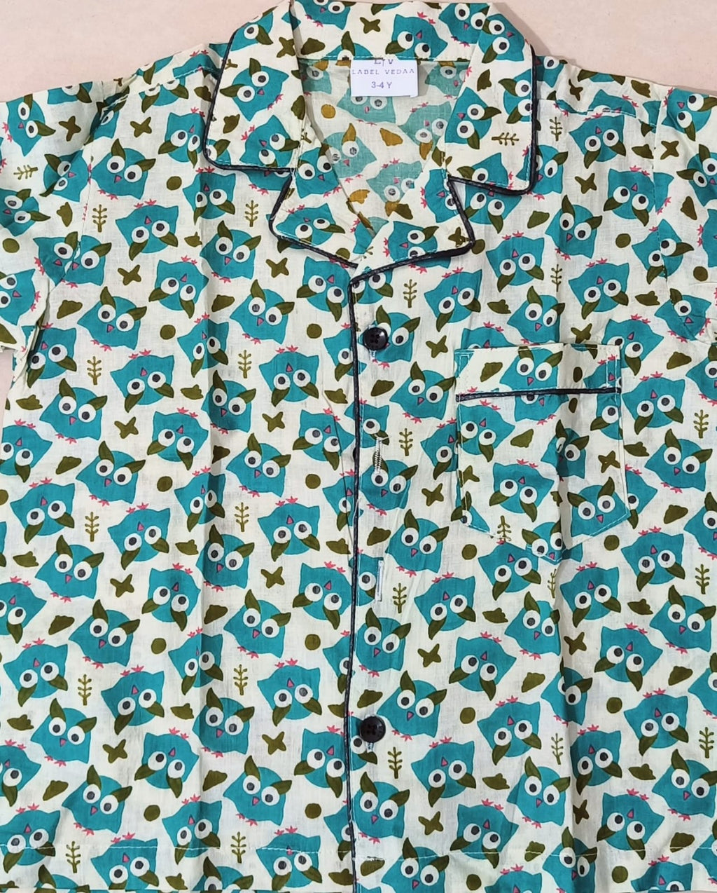 Owl Print Cotton Night Suit