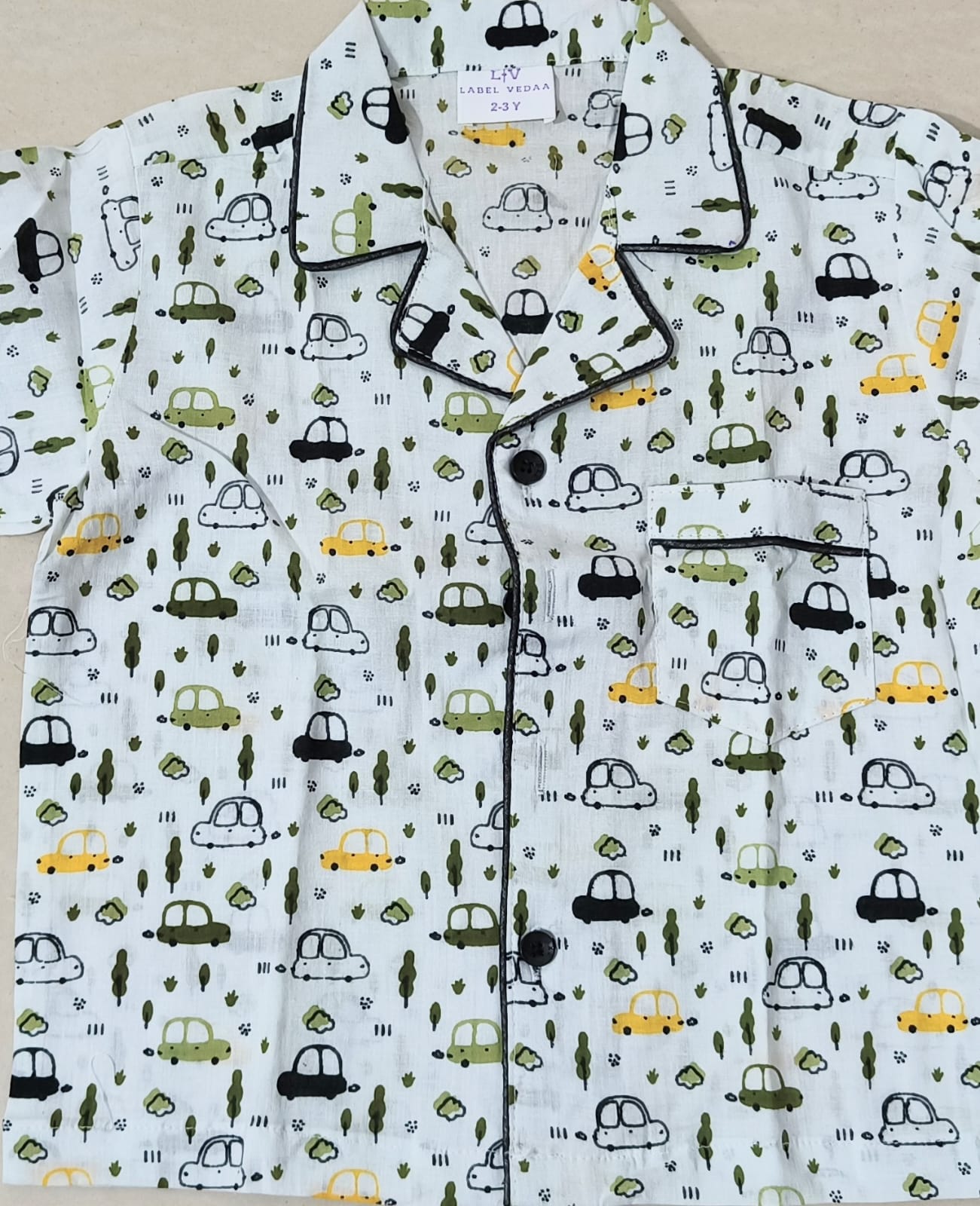 Car Print Cotton Night Set