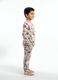 White Flamingo Print Cotton Night Suit