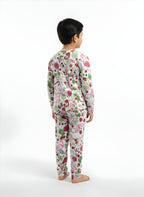 White Flamingo Print Cotton Night Suit