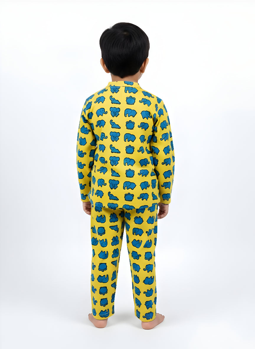 Yellow & Blue Elephant Print