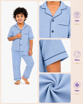 Classic Blue Muslin Kids Night Suit